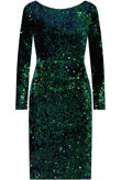 Green Sequin Detail Open Back Bodycon Dress