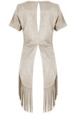 Beige Tassled Faux Suede Tops