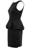 Black & Grey Back Zip Up Peplum Dress