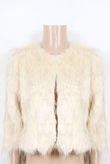  Beige Contrast Fur Jacket