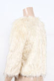  Beige Contrast Fur Jacket