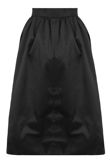 Black Side Pocket Flared Mat Sateen Pin Tuck Waist Skirt