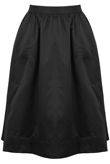 Black Side Pocket Flared Mat Sateen Pin Tuck Waist Skirt