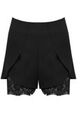 Black High Waisted Eyelash Lace Hem Shorts