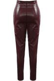 Burgundy Scallop High Rise Faux Leather Pants