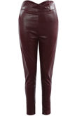Burgundy Scallop High Rise Faux Leather Pants