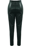 Green Scallop High Rise Faux Leather Pants