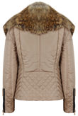 Beige Riding Jacket With Large Detachable Fur Collar