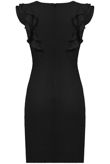 Black Layered Frill Back Zip Up Bodycon Dress