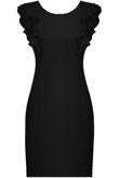 Black Layered Frill Back Zip Up Bodycon Dress