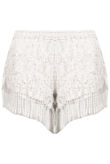 White Crochet Fringe Lined Shorts