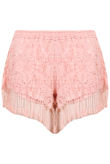 Pink Crochet Fringe Lined Shorts