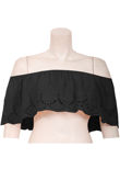 Off The Shoulder Boho Crop Top In Black