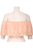 Off The Shoulder Boho Crop Top In Pink