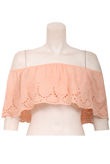 Off The Shoulder Boho Crop Top In Pink