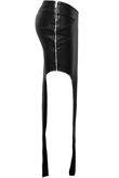 Black PVC Cross Textured Side Slit Zip Up Maxi Skirts 
