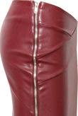 Wine PVC Cross Textured Side Slit Zip Up Maxi Skirts 