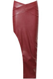 Wine PVC Cross Textured Side Slit Zip Up Maxi Skirts 