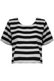 Black Cream Stripe Crop Top