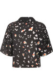 Black Leopard Print Cropped Shirt