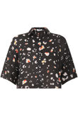 Black Leopard Print Cropped Shirt
