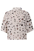 Cream Leopard Print Cropped Shirt