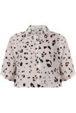 Cream Leopard Print Cropped Shirt