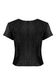 Black Metallic Twist Front Knit Top