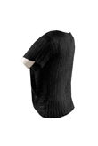 Black Metallic Twist Front Knit Top