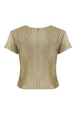 Gold Metallic Twist Front Knit Top
