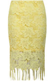 Yellow Floral Lace Tasseled Midi Skirt