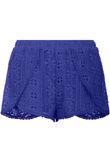 Royal Blue Crochet Lined Flared Shorts