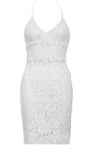 White Floral Lace Criss Cross Back Bodycon Dress