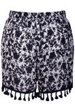 Navy Pom Pom Floral Mono Shorts 