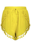 Yellow Pom Pom High Waist Shorts
