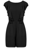 Black Low Back Tassel Trim Playsuit 