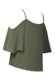 Khaki Off The Shoulder Chiffon Tops