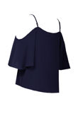 Navy Off The Shoulder Chiffon Tops