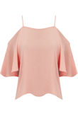 Pink Chiffon Off The Shoulder Tops