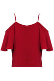 Wine Off The Shoulder Chiffon Tops