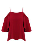Wine Off The Shoulder Chiffon Tops