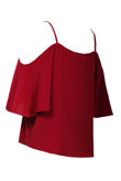 Wine Off The Shoulder Chiffon Tops