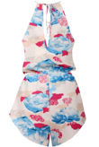 Cream & Blue Floral Print Playsuit