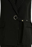 Black Striped O Ring Belted Waistcoat