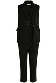 Black Striped O Ring Belted Waistcoat