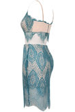 Blue Contrast Lace Bralet & Midi Skirt Set