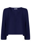 Navy V Neck Plain Tops