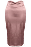 Pink Cross Over High Waist Satin Skirt