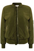 Khaki Padded Shiny Bomber Jacket