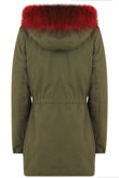 Khaki with Wine Fur Line Jacket